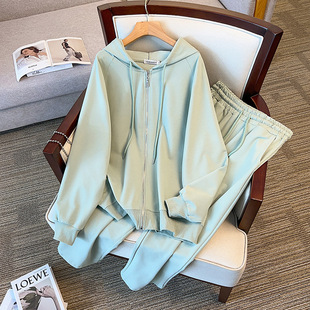 Plus size women's clothing chubby girl new fashion slimming sweater trousers fashion casual suit 7195