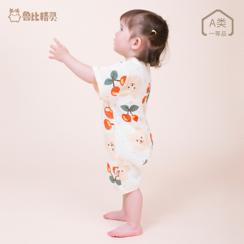 Carefully selected summer baby gauze cotton thin cover baby cotton short-sleeved lace-up monk clothing category a newborn