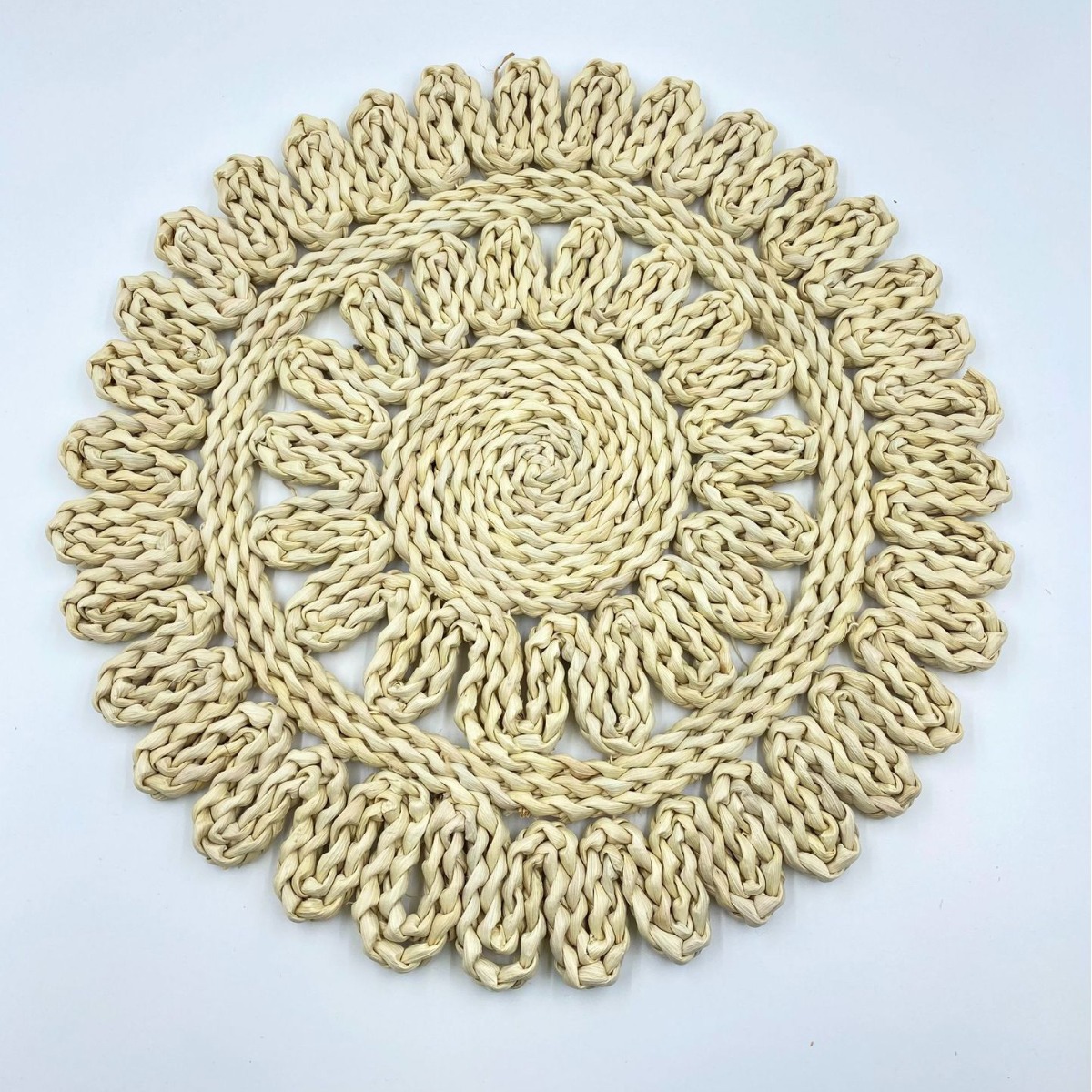 Amazon venta caliente de mortero tejido a mano maíz piel tejido almohadilla de mesa almohadilla de aislamiento almohadilla de taza