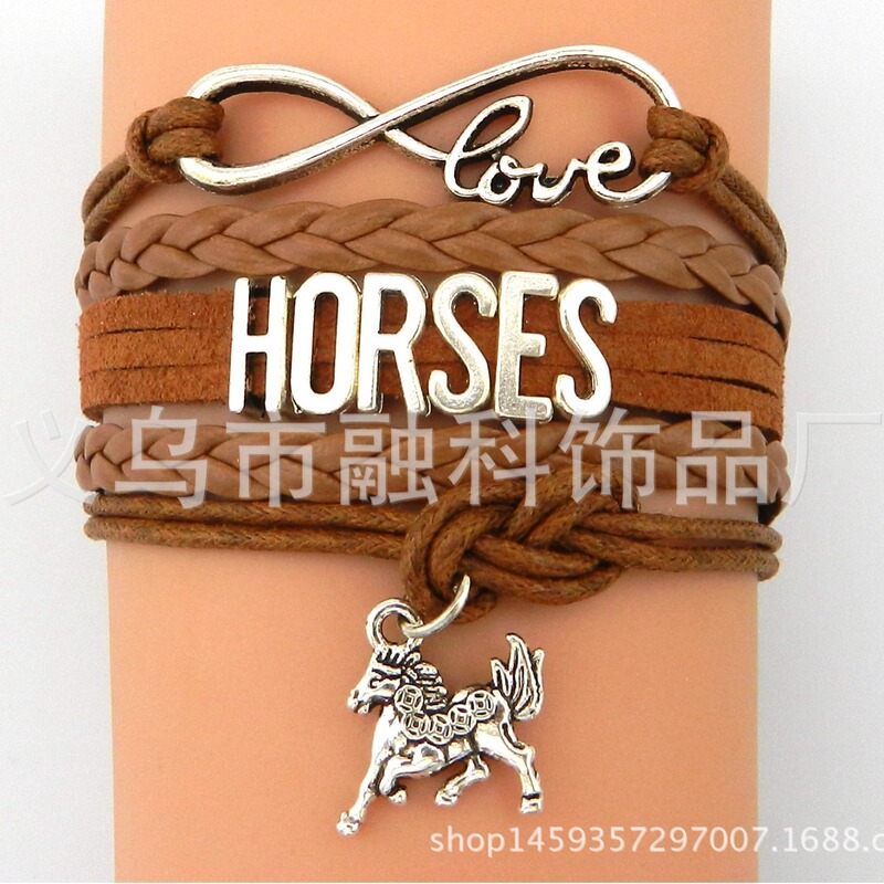 European and American Retro Handmade Woven Horses Horse Racing Multi-Strand Combination Bracelet Woven Bracelet Wristband