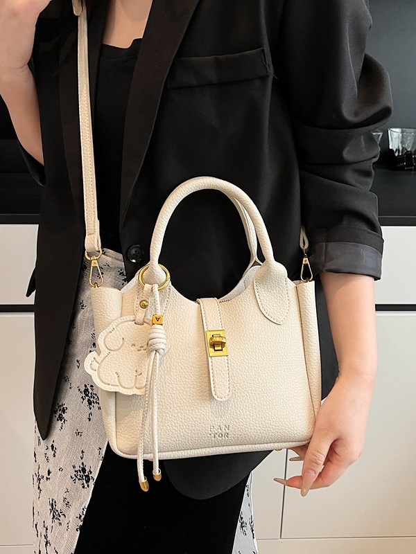 Bolsa de cubo portátil con patrón de lichi para mujer 2025 nueva moda urbana