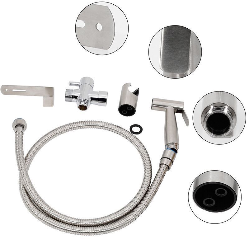 Toilet stainless steel spray gun, women's washbasin set, one inlet and two outlets Angle valve faucet, high-pressure nozzle, bathroom cleaner undefined