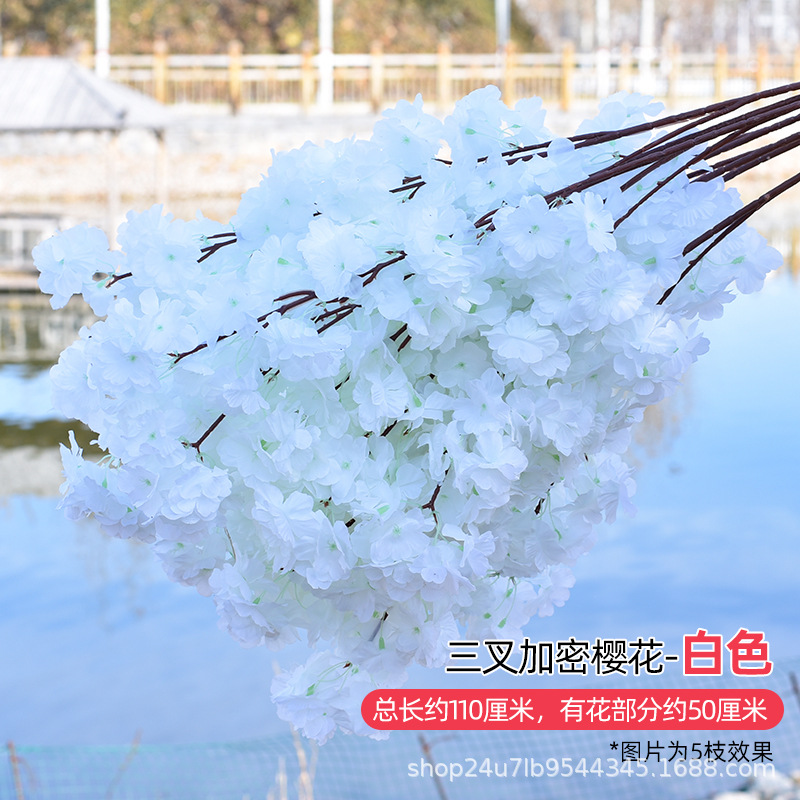 Simulación de flores de cereza flores de melocotón flores de pera flores de ciruela flores de bodas flores falsas vid decoración jardín balcón red de manglares paisaje de pared