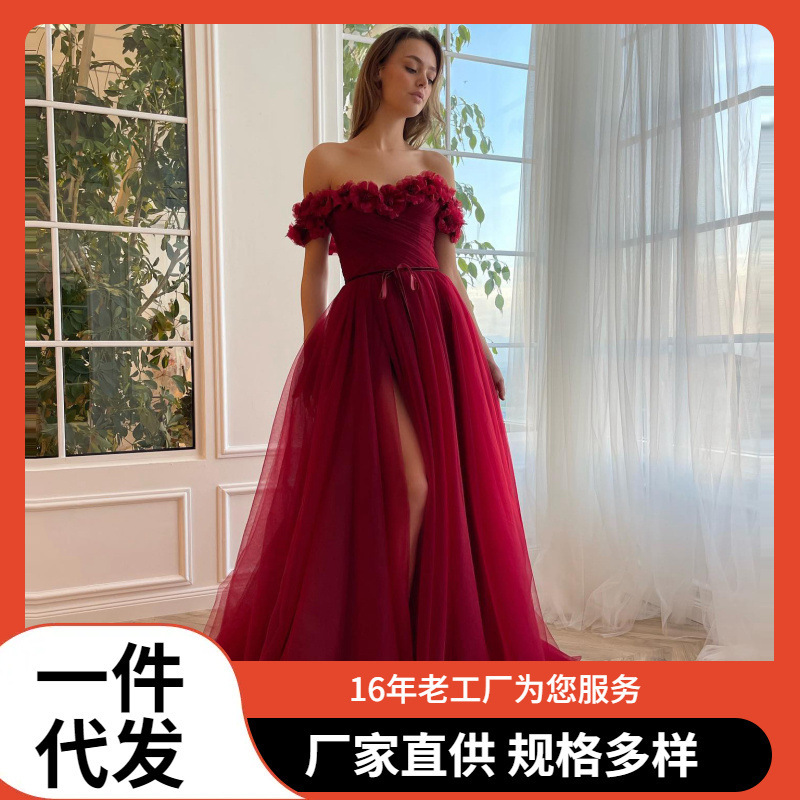 2025 New Amazon Mesh Long Homecoming Graduation Evening Dress Strapless Party Banquet Evening Dress