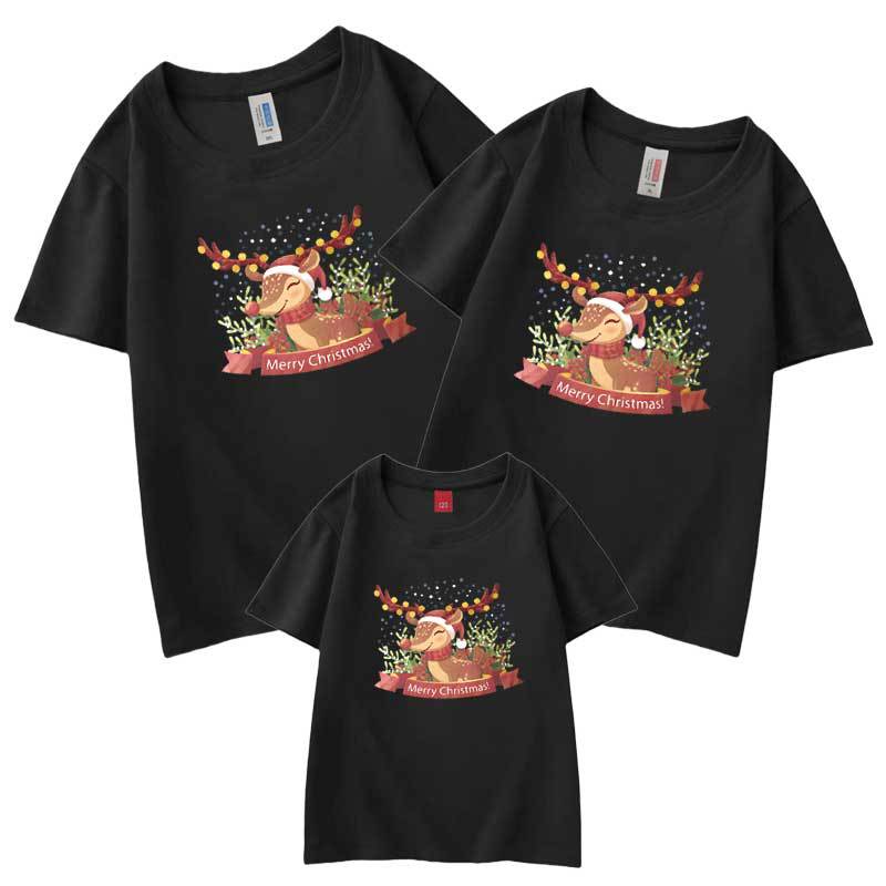 Comercio electrónico transfronterizo Ropa de padres e hijos de Navidad europea y americana nueva camiseta de madre-hijo de Tres Bocas manga corta
