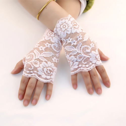 Summer thin-layer sun protection gloves outdoor electric scooter lace half-finger gloves wedding decoration bridesmaid gloves