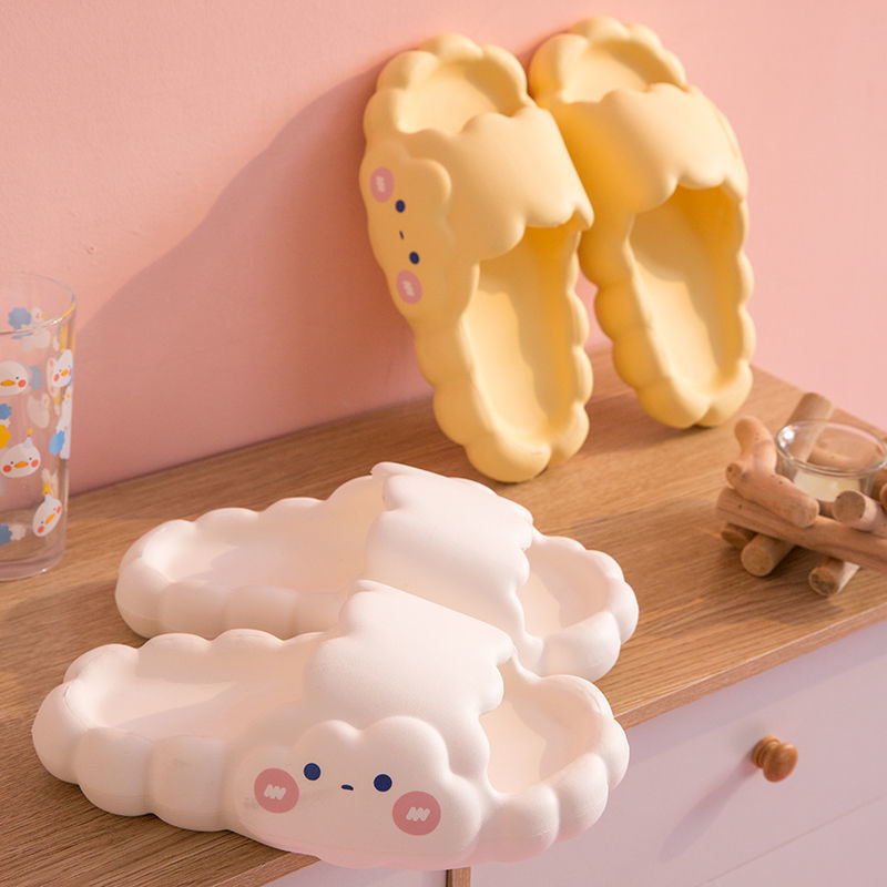 Cute Cloud Summer Thick-Soled Slippers for Female Students and Couples at Home and Indoor Bathing Non-Slip Slippers