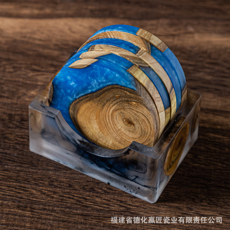 Posavasos de mármol transfronterizo posavasos de madera creativa boj anti-escaldado café bar mantel tapete té con aislamiento térmico posavasos redondos