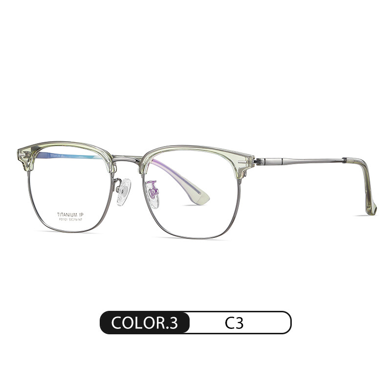 El nuevo espejo plano de titanio puro F51101 gafas de montura cuadrada para hombre casual de moda TR cejas se pueden combinar con espejo óptico de miopía