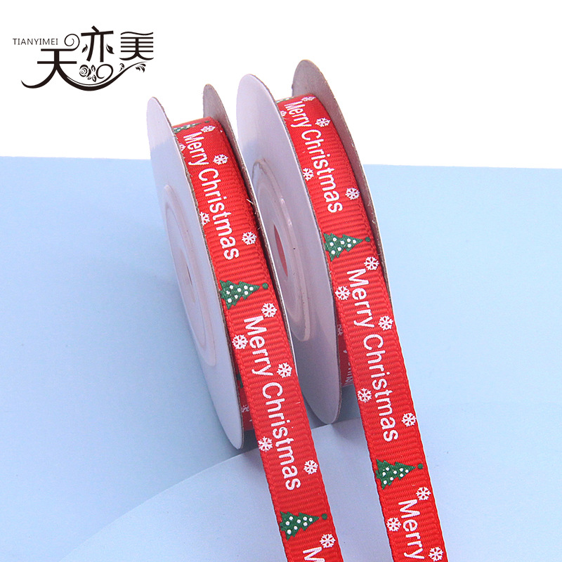 Fabricante 1cm cinta de impresión regalo de Navidad embalaje cinta cinta de impresión Merry Christma