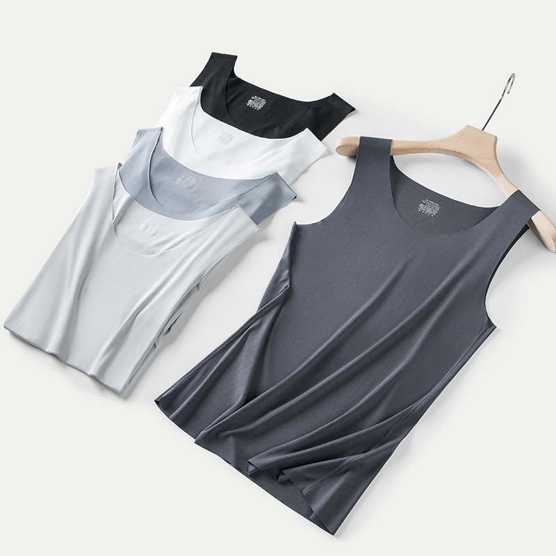 Procesamiento personalizado 60 piezas de chaleco modal de primavera y verano para hombre de doble cara camiseta sin mangas sin costuras delgada