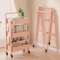 折りたたみトロリースナック多層収納ラック床置き寝室本棚ホームキッチン取り外し可能な収納ラック