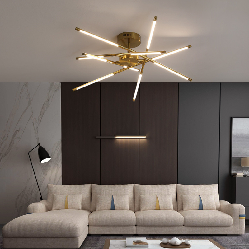 Moderno lujoso nórdico minimalista sala de estar dormitorio dormitorio línea desmontable lámpara de techo candelabro de comedor colgante moderna y simple