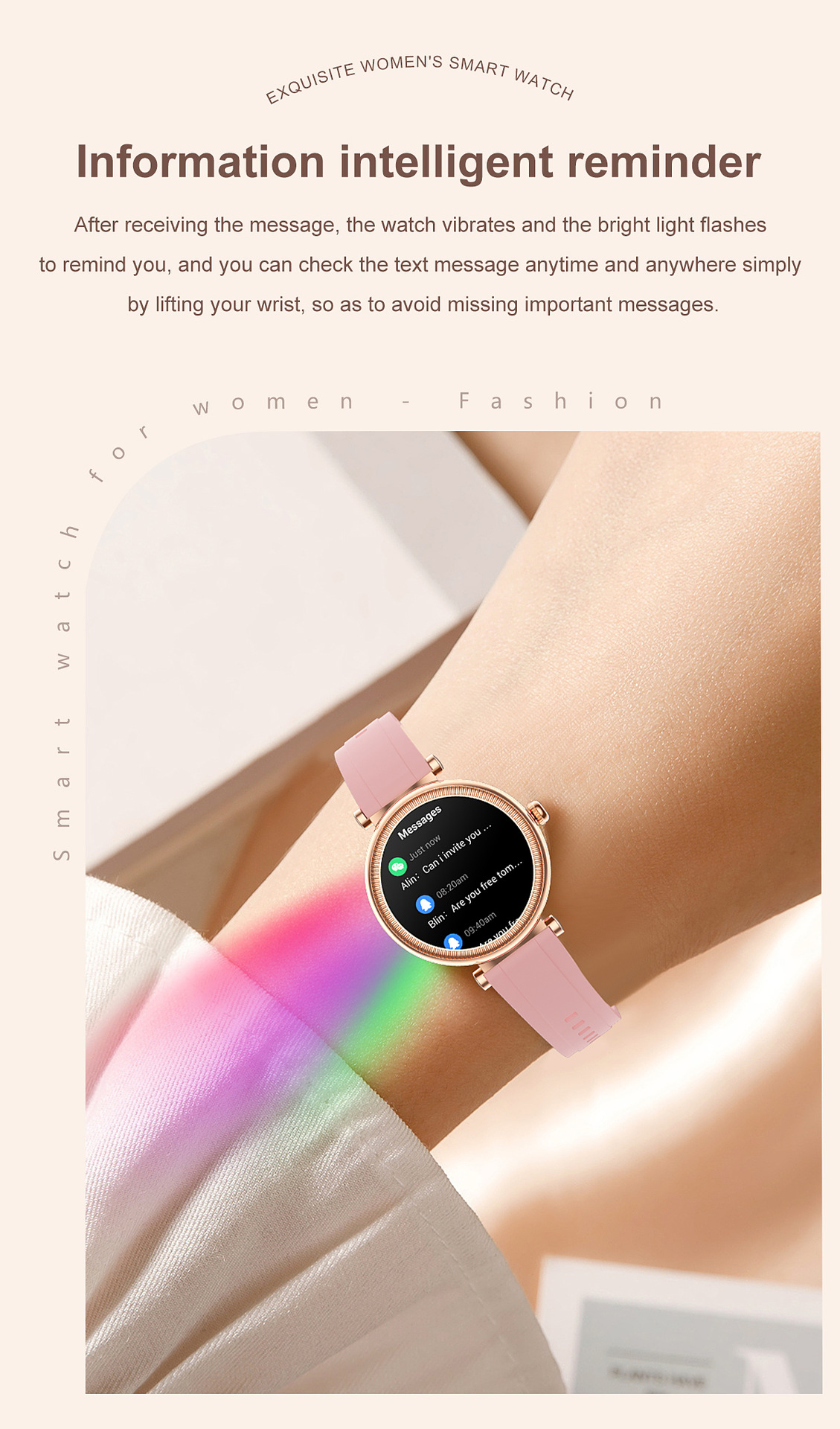 Smartwatch For Women With Colourful Light Pedometer And Round Screen_voghion.com