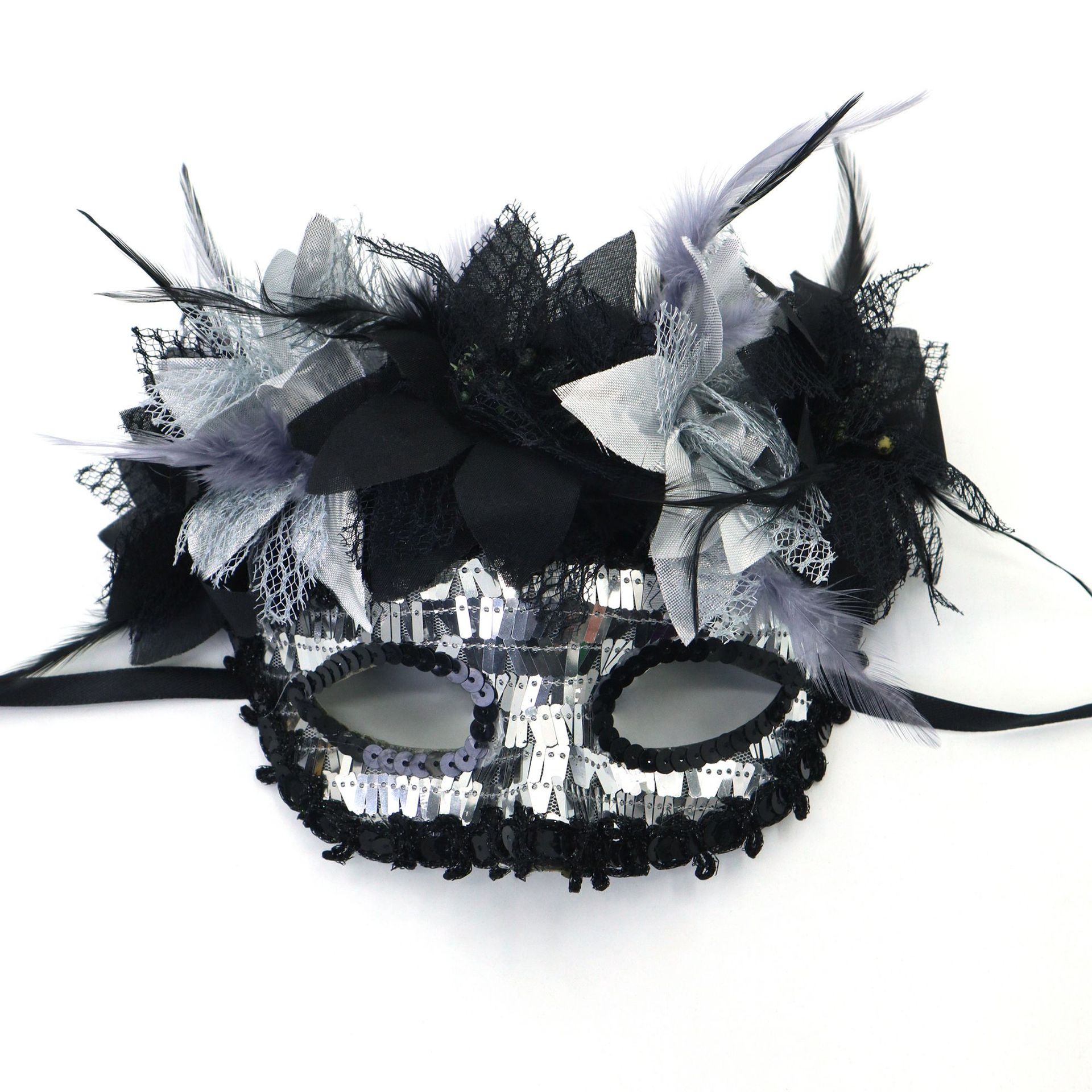 Transfronterizo exclusivo para Italia Venecia Feather Carnival Serie Lilium Half Face máscara separable