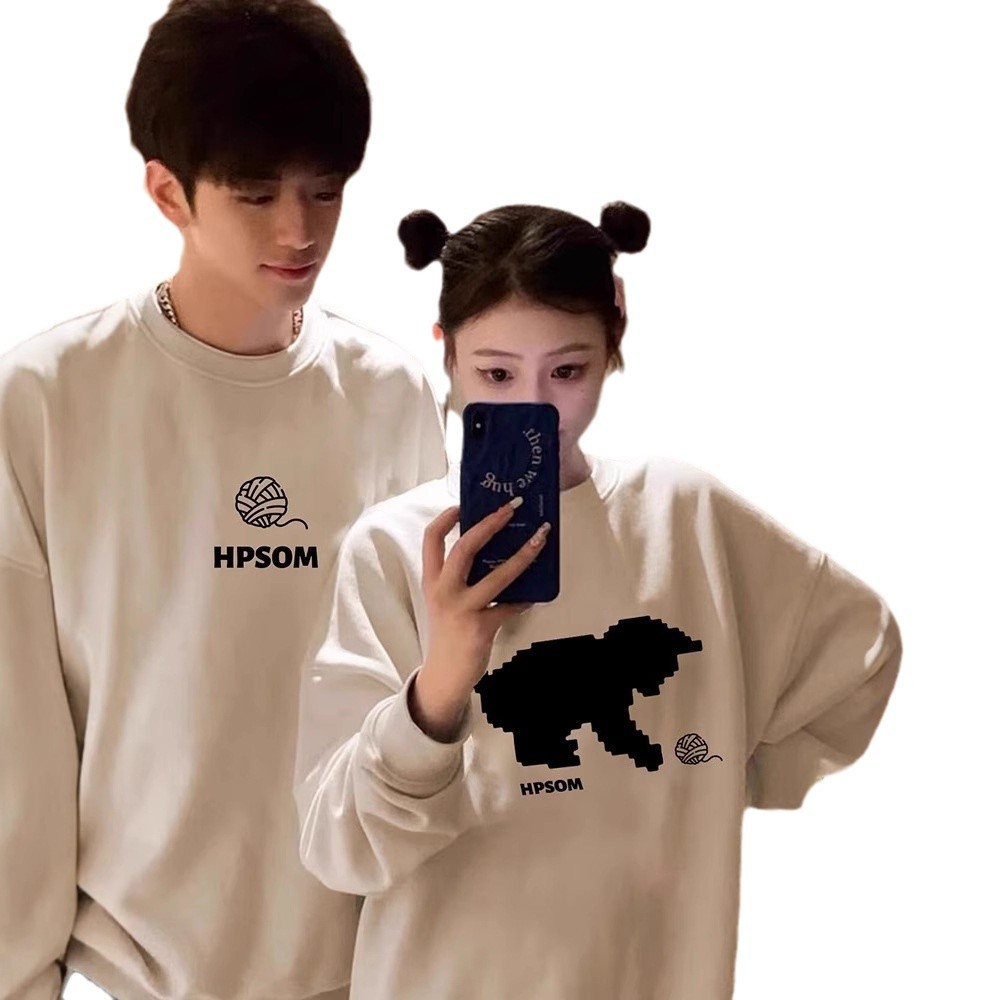 다른 연인 복장 2024 새로운 가을과 겨울 승무원 목 MEOW MI 엠보싱 세트 틈새 하이 엔드 외부 세트