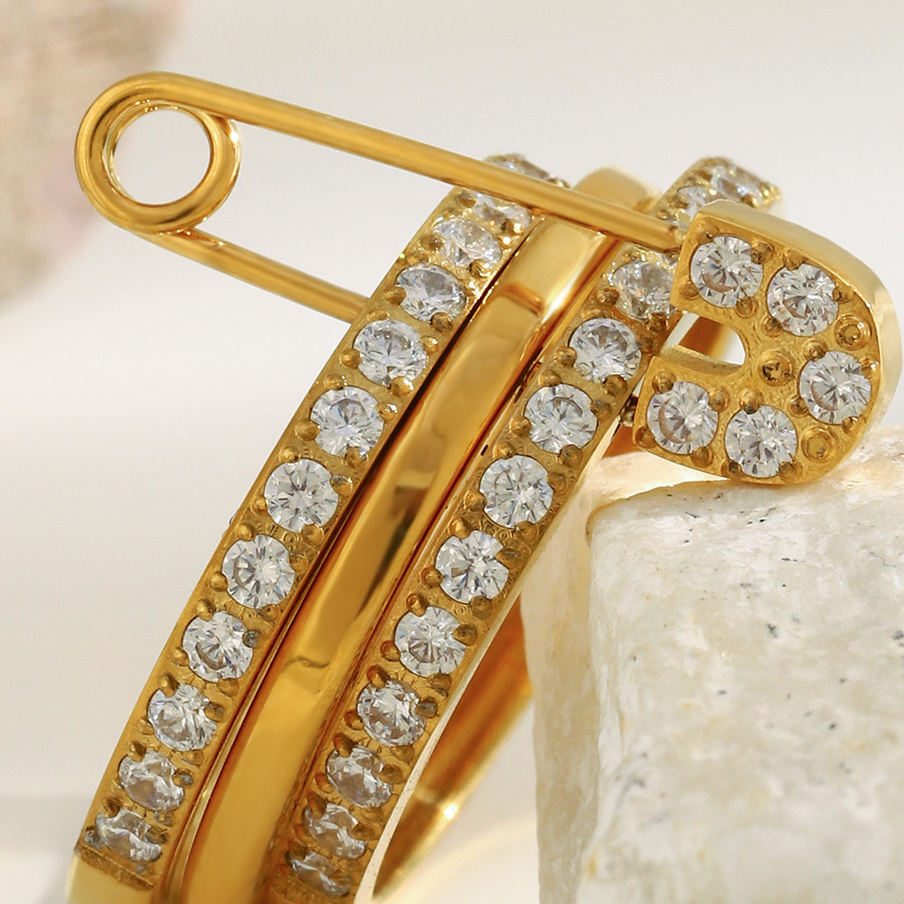 Unique Three-layer Zircon Men's Ring Gold Plated Stainless Steel_voghion.com