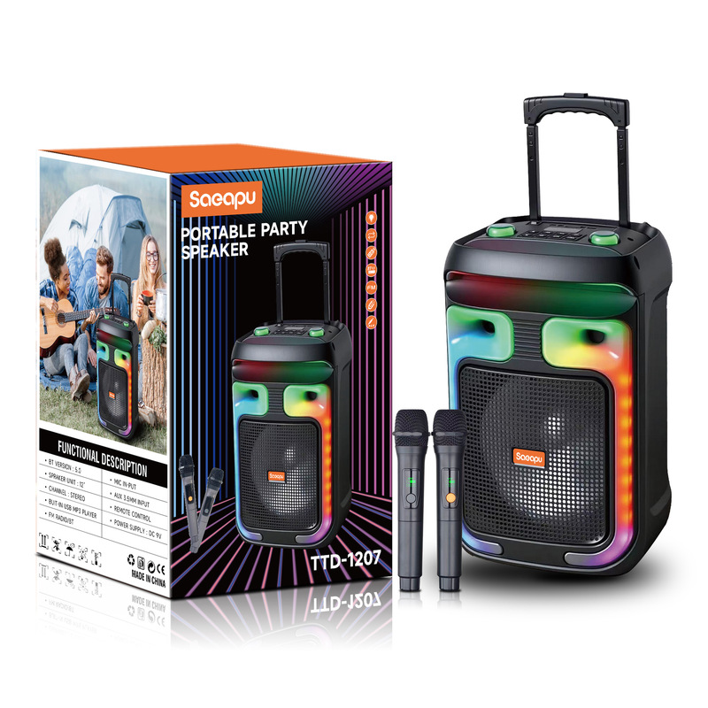 New 12inch Ttd-1207 Portable Bluetooth Speaker Colorful Lights Bluetooth Audio Outdoor Portable Subwoofer
