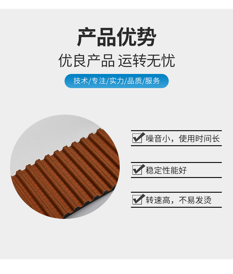 Rubber Timing Belt Rpp8M Toothed Transmission Belt Embroidery Machine Belt Motor Conveyor Belt Belt-Type Industrial Transmission