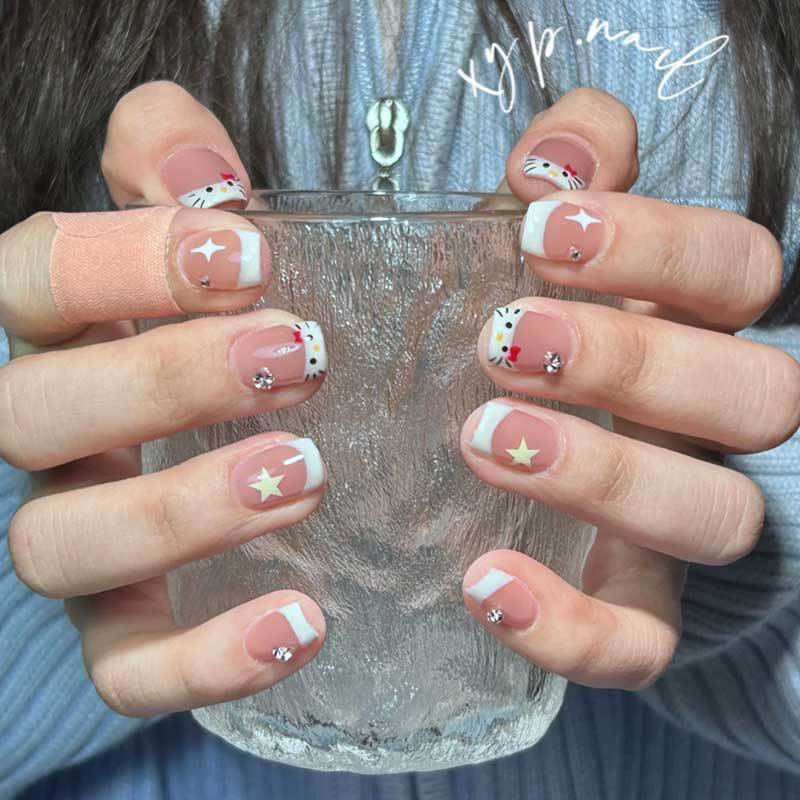 Yiyi Dance 10 piezas de uñas hechas a mano, terapia de luz, uñas, dopamina, uñas, uñas, parches al por mayor