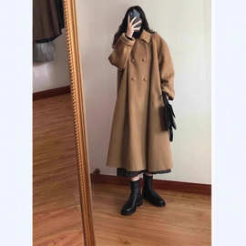 7408毛呢外套女款早春新款韩系呢子大衣休闲风小个子高级感中长款