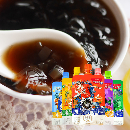 Xinghetaang Absorbent Turtle Grass Jelly Can Absorb Fruit Pudding 253g Honeysuckle 5 Flavors Internet Celebrity Snack Wholesale