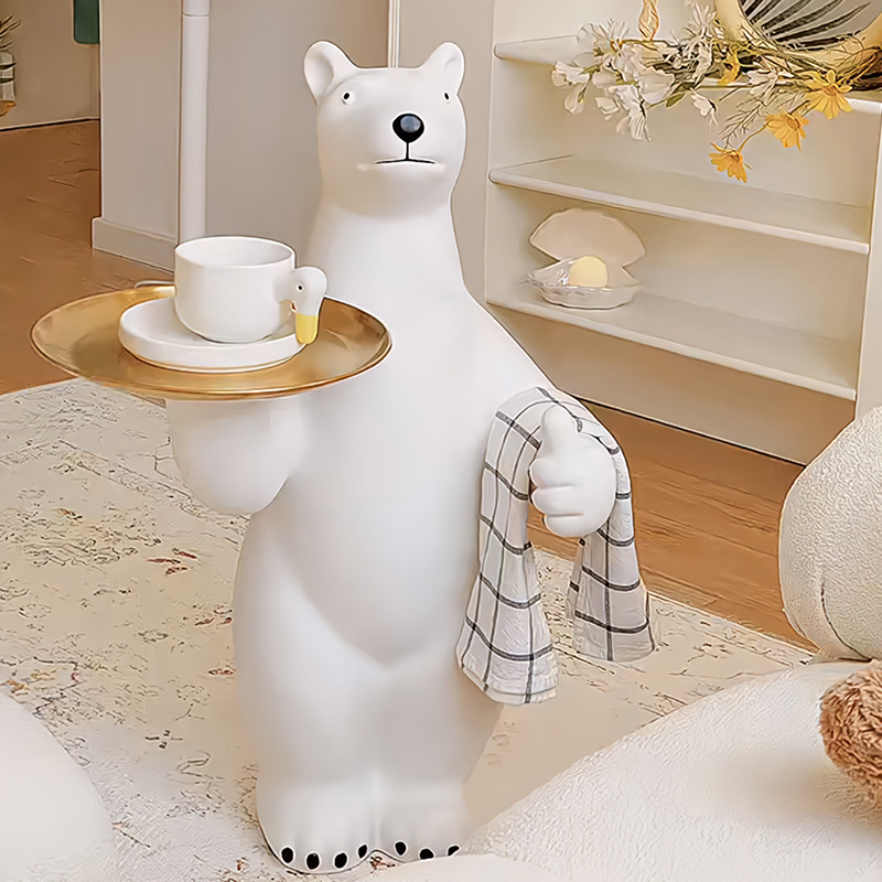Welcome Bear Polar Bear Living Room Large Floor Tray Ornament Sofa Side Decoration Home Opening Housewarming Gift