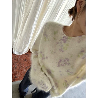 【子川】软糯晕染碎花毛衣女秋冬百搭甜美少女感宽松针织衫WQ462