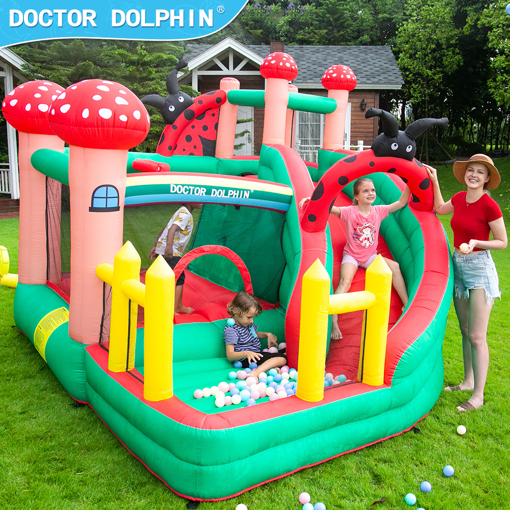 Doctor Dolphin | Castillo inflable pequeño hogar inflable deslizante mariquita de siete estrellas castillo inflable pequeño castillo doméstico