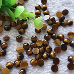 天然の黄色の虎の目の石の多いサイズの戒面の平の丸い戒面の半宝石の象眼のタコの戒面の部品