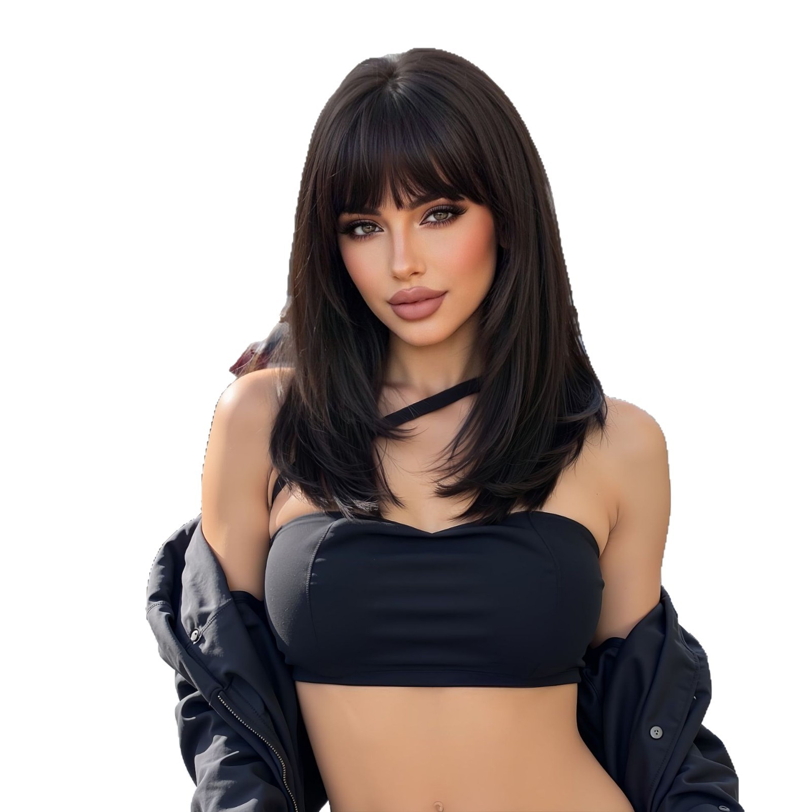 Peluca con casco completo, pelo liso corto, pelo de clavícula de alto nivel para mujer, verano nuevo estilo, color múltiple opcional, mate, seda de alta temperatura, wigs