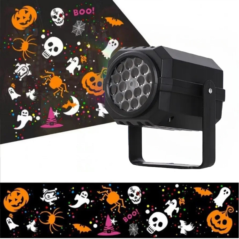 跨境暴风雪16图案圣诞投影灯雪花情人万圣节幽灵筒子灯节日装饰灯