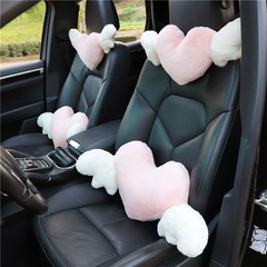 Car Headrest Neck Pillow Plush Love Wings Car Seat Backrest Neck Pillow Fashion Internet Celebrity Car Supplies