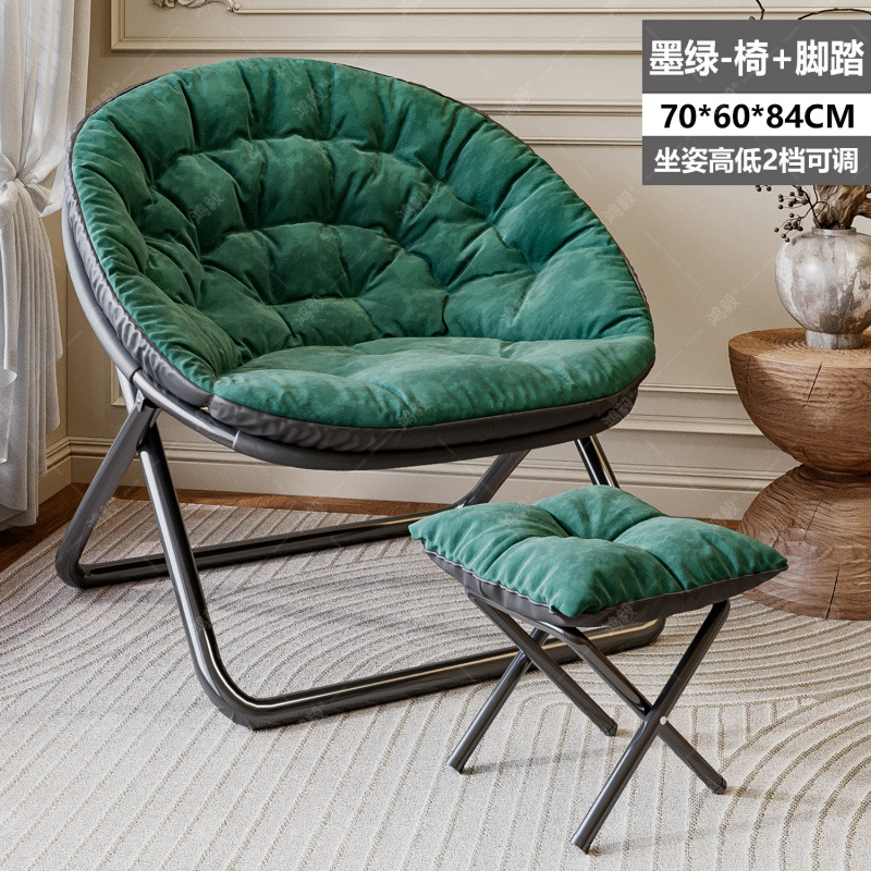 [핫스타일 업그레이드] - 캐주얼 접이식 의자 + 발판 - [두꺼운 면 패드] 짙은 녹색 내부 가방 + 검정색 외부 가방