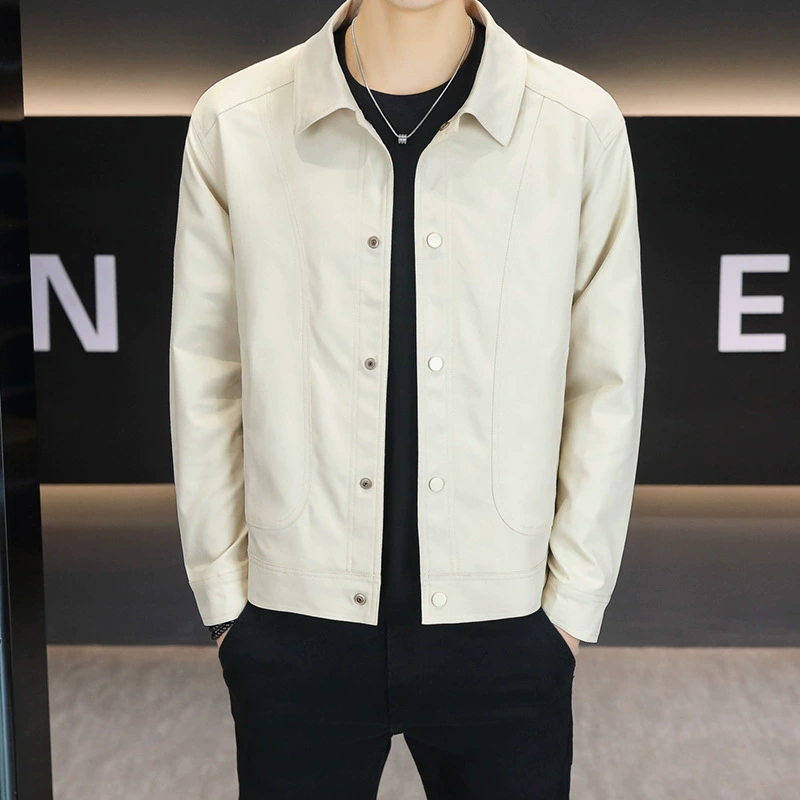 Трансграничная прямая трансляция весенняя куртка с отворотом для мужчин новая весенняя тенденция стройная легкая зрелая куртка платье