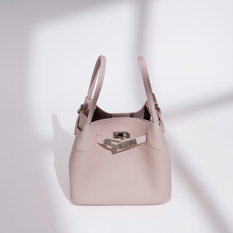 跨境高级感菜篮子包新款真皮斜挎水桶包女纯色轻奢时尚女士手提包 - Thumbnail 3