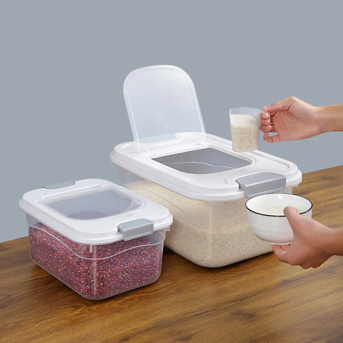 Kitchen rice storage bucket 25 catties Japanese-style sealed rice bucket transparent household insect-proof rice box 40 catties rice can storage bucket