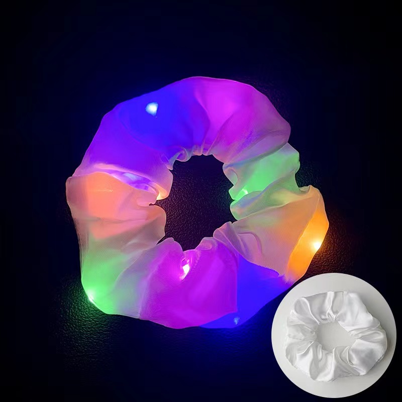 Anillo luminoso LED creativo, diseño de “intestino grueso”, colorido y brillante, adorno de cabello para Navidad, estilo europeo y americano