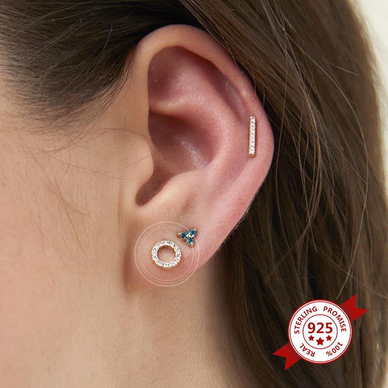 Boucles D&#39;oreilles Simples Personnalité De La Mode Boucles D&#39;oreilles Multi-zircon En Forme De O display picture 4