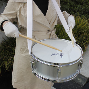 LADE14 inch snare drum silver small drum delivery strap drum stick marching drum student adult young pioneers snare drum