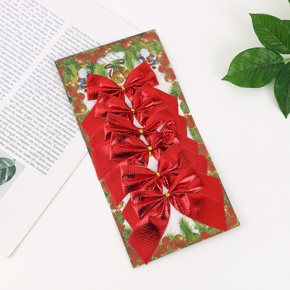 Fabricante de Navidad bowknot 5.5cm12 bowknot rojo oro y plata paño rojo árbol de Navidad decoraciones colgante