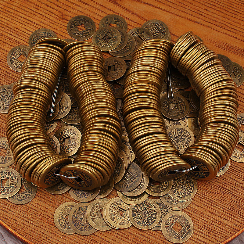 Brass Five Emperors Money Kangxi Jiaqing Yongzheng Shunzhi Qianlong Tongbao Coin Small Bronze Pressure Threshold Copper Metal Products