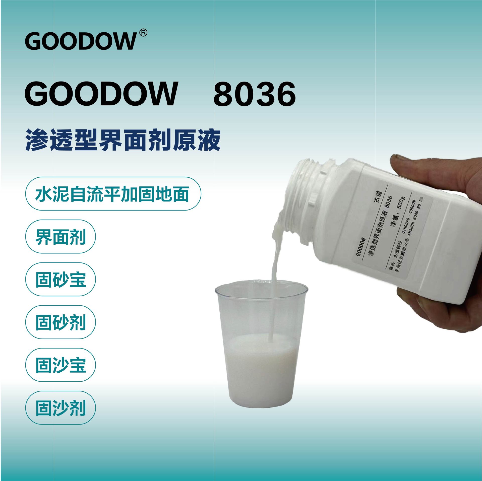 Goodow8036返砂克星水泥地面墙面返碱起砂渗透型界面剂固沙宝原液