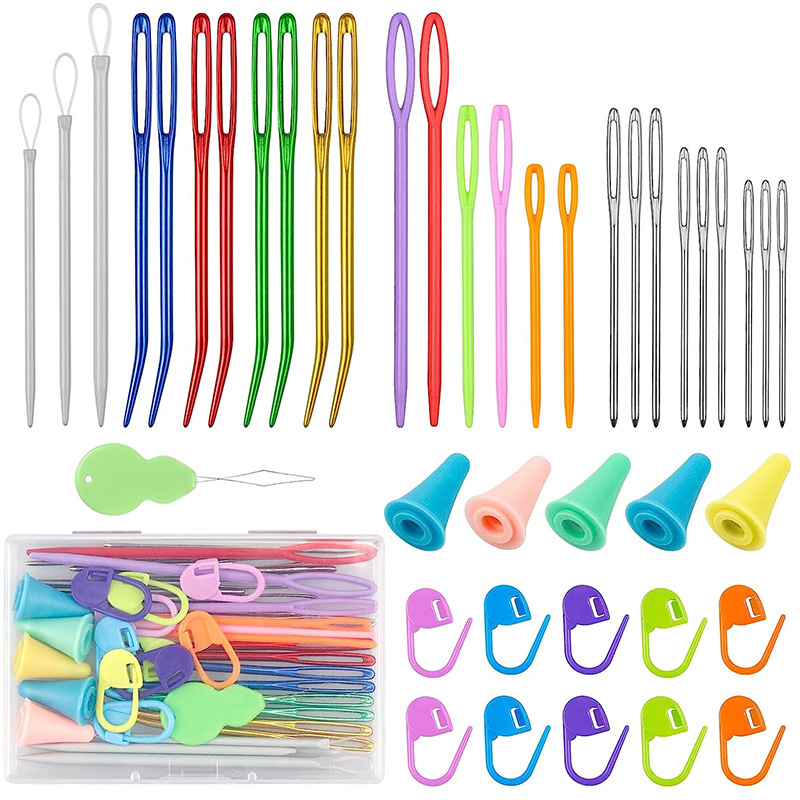 Aluminio grande-ojo curvado aguja mano costura aguja zurdo aguja de ojo grande aguja de coser aguja lana tejer herramienta