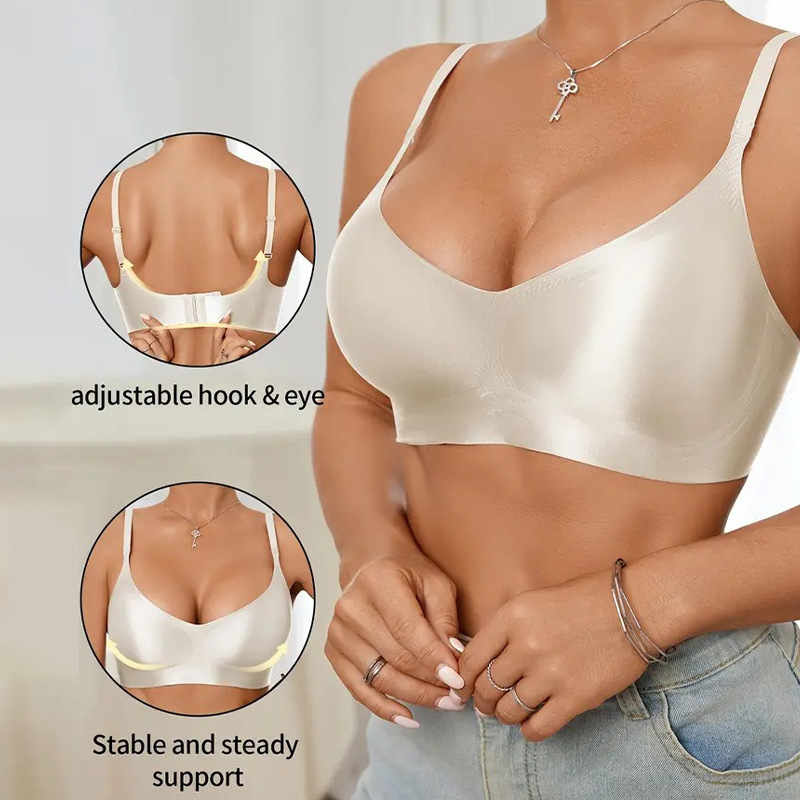 Factory Direct Sales of Cross-Border Popular Satin Bras with Beautiful Back Design, Soft Support, Comfortable, Breathable, and Supportive Plus-Size Bras Factory Direct Sales of Cross-Border Popular Satin Bras with Beautiful Back Design, Soft Support, Comfortable, Breathable, and Supportive Plus-Size Bras