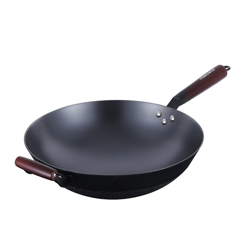 Kangbach wok de hierro fundido wok para el hogar olla antiadherente para el hogar olla de hierro crudo sin recubrimiento para el hogar olla especial para cocina de inducción