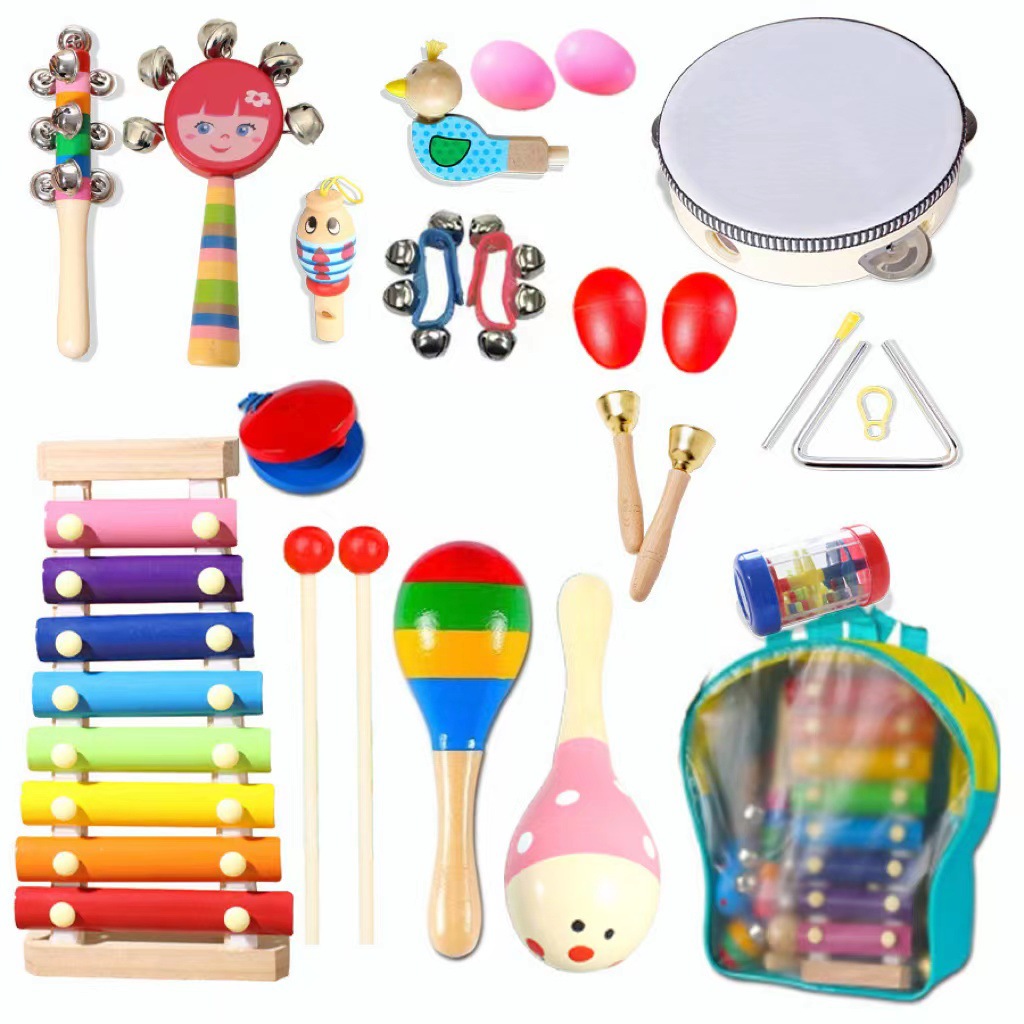 Set de Instrumentos de Percusión Orff de Madera, Educativo, Estimulación Sensorial, para Bebés y Jardín de Infantes