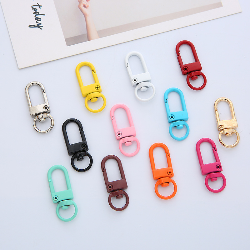 Candy color metal paint keychain dog buckle color paint U-shaped door buckle hook bag pendant diy jewelry accessories