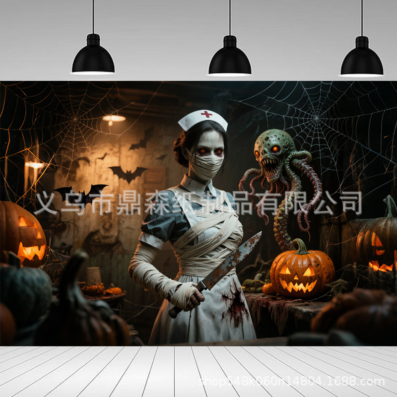 クロスボーダー新しいハロウィン背景布ハロウィンバナー吊り布ホラーパーティー装飾用品写真の背景|undefined