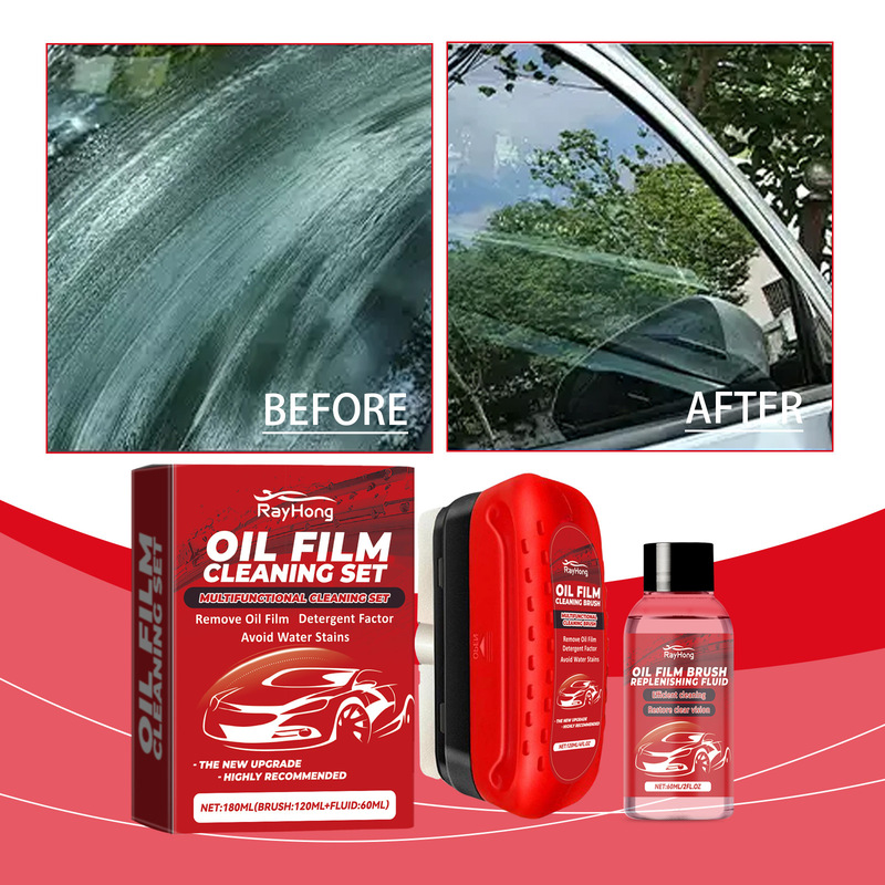 Rayhong Car Window Crystal Clear Glass Cleaner Set Rainproof Decontamination Cleaning Car Window Glass Cleaning Brush